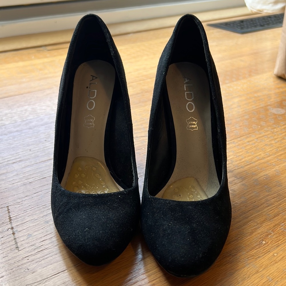 Aldo black suede heels. Size 7.5. 3 inch heels